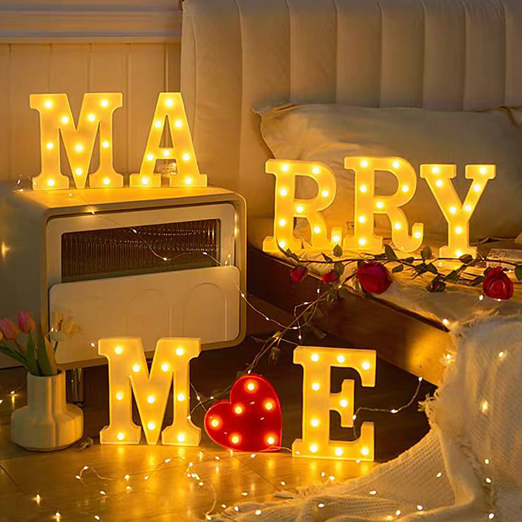 8Pcs/Set Marry Me - Marry Me Led Letter Lights Romantic Wedding Valentine's Day Decoration, Battery-Powered with Switch, Suitable for Anniversary Celebrations and Wedding Decorations, Romantic Valentine's Day, Beach Proposals