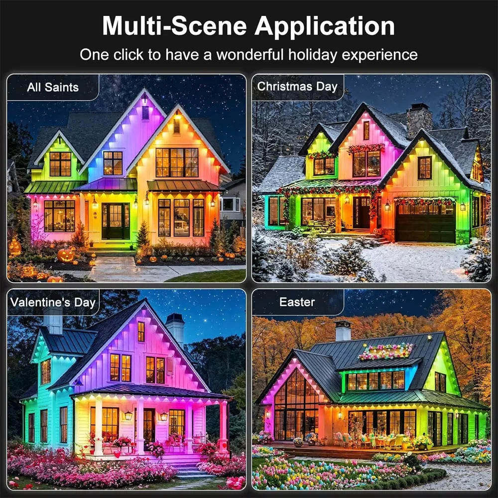 Smart RGB Permanent Outdoor Eave Lights – App & Remote Control, IP67 Waterproof LED Lights