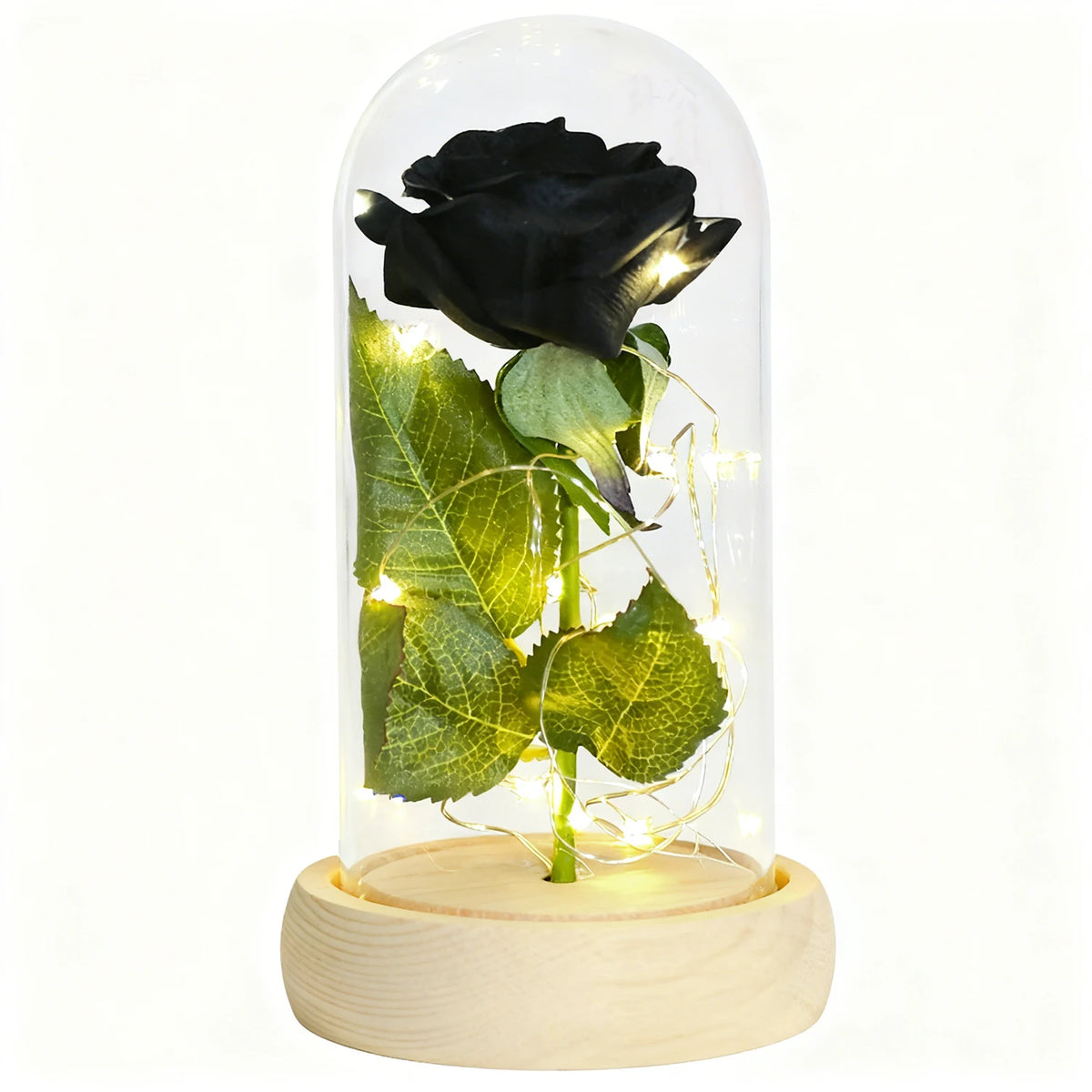 Eternal Rose in Glass Dome with LED Lights – Forever Flower Gift for Her, Christmas & Valentine’s Day