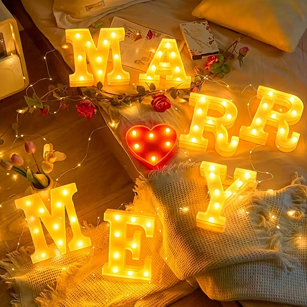 8Pcs/Set Marry Me - Marry Me Led Letter Lights Romantic Wedding Valentine's Day Decoration, Battery-Powered with Switch, Suitable for Anniversary Celebrations and Wedding Decorations, Romantic Valentine's Day, Beach Proposals