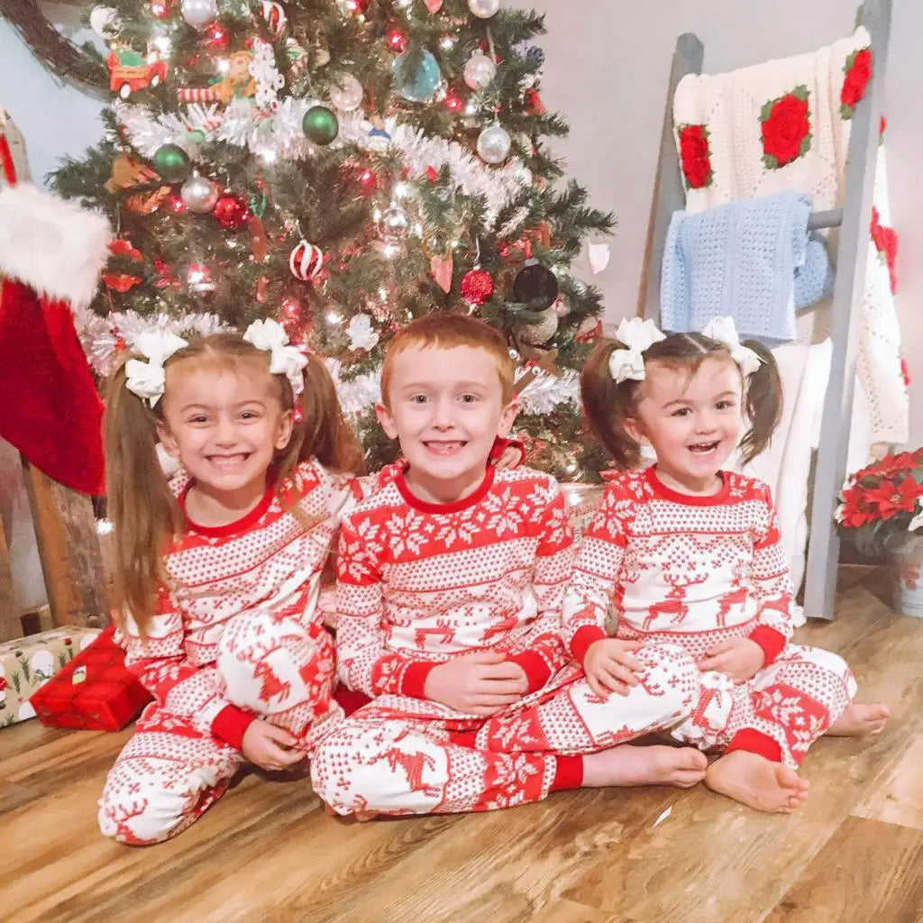 Matching Family Christmas Pajamas – Nordic Reindeer Holiday Set for Dad, Mom, Kids & Baby