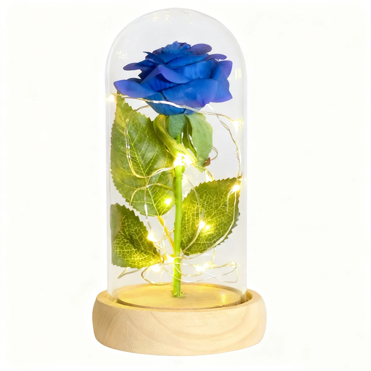 Eternal Rose in Glass Dome with LED Lights – Forever Flower Gift for Her, Christmas & Valentine’s Day