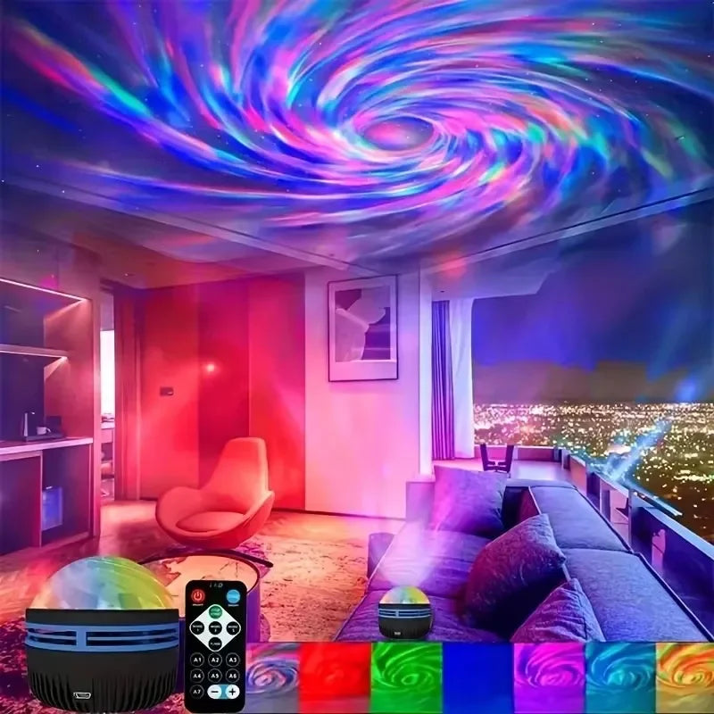 Ocean Wave Projector Night Light – RGB Water Ripple Ceiling Lamp for Bedroom & Parties