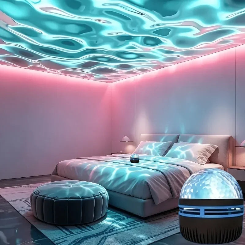 Ocean Wave Projector Night Light – RGB Water Ripple Ceiling Lamp for Bedroom & Parties