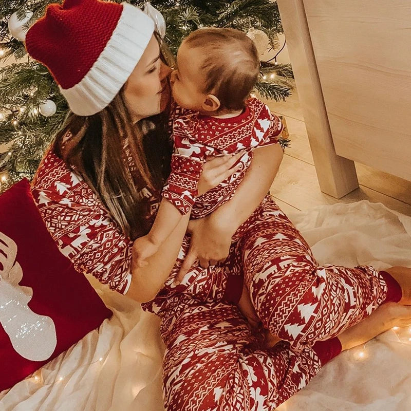 Matching Family Christmas Pajamas – Nordic Reindeer Holiday Set for Dad, Mom, Kids & Baby