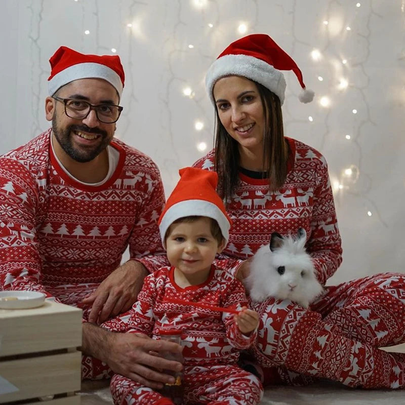 Matching Family Christmas Pajamas – Nordic Reindeer Holiday Set for Dad, Mom, Kids & Baby