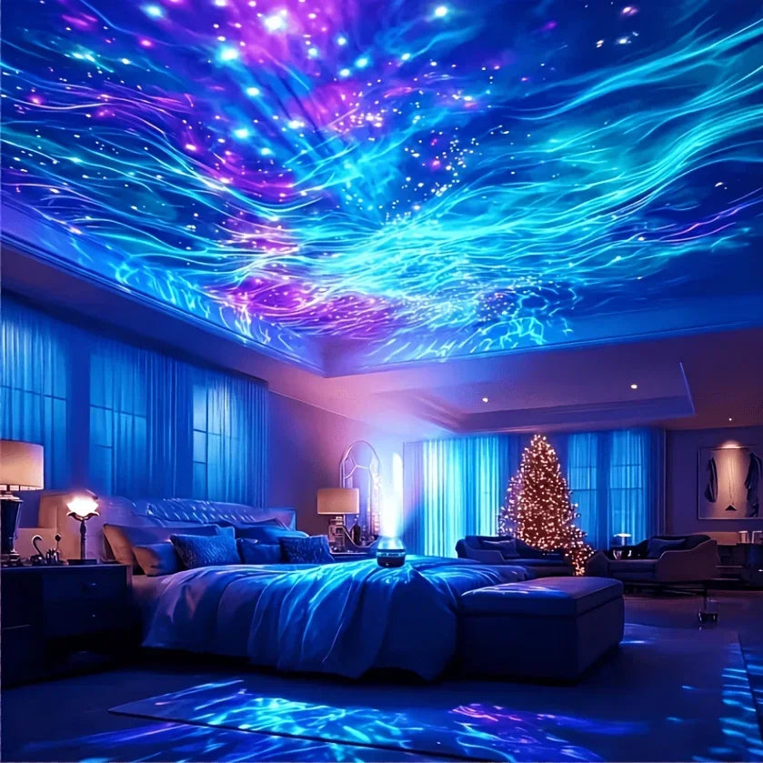 Ocean Wave Projector Night Light – RGB Water Ripple Ceiling Lamp for Bedroom & Parties
