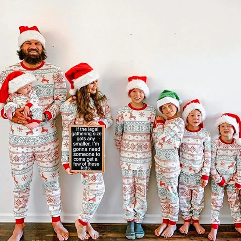 Matching Family Christmas Pajamas – Nordic Reindeer Holiday Set for Dad, Mom, Kids & Baby