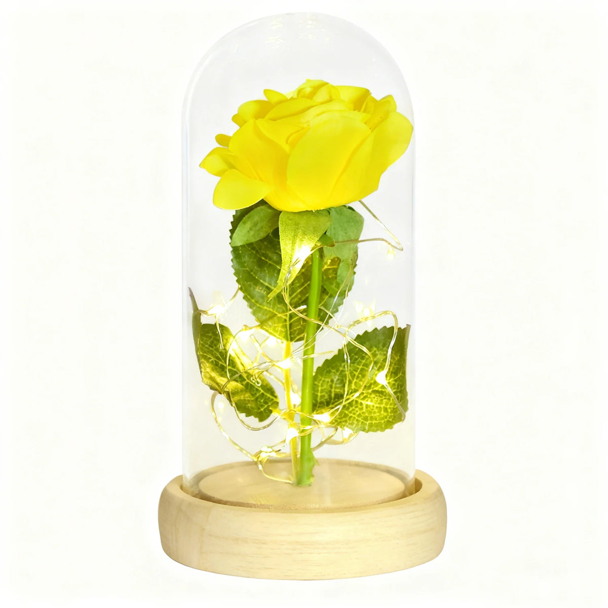 Eternal Rose in Glass Dome with LED Lights – Forever Flower Gift for Her, Christmas & Valentine’s Day