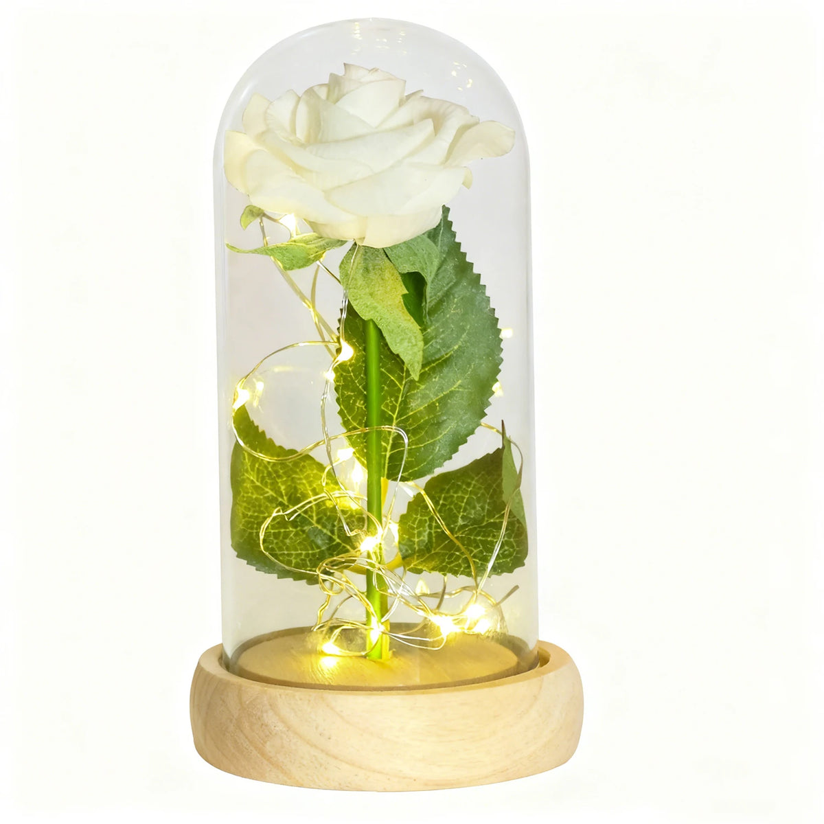 Eternal Rose in Glass Dome with LED Lights – Forever Flower Gift for Her, Christmas & Valentine’s Day