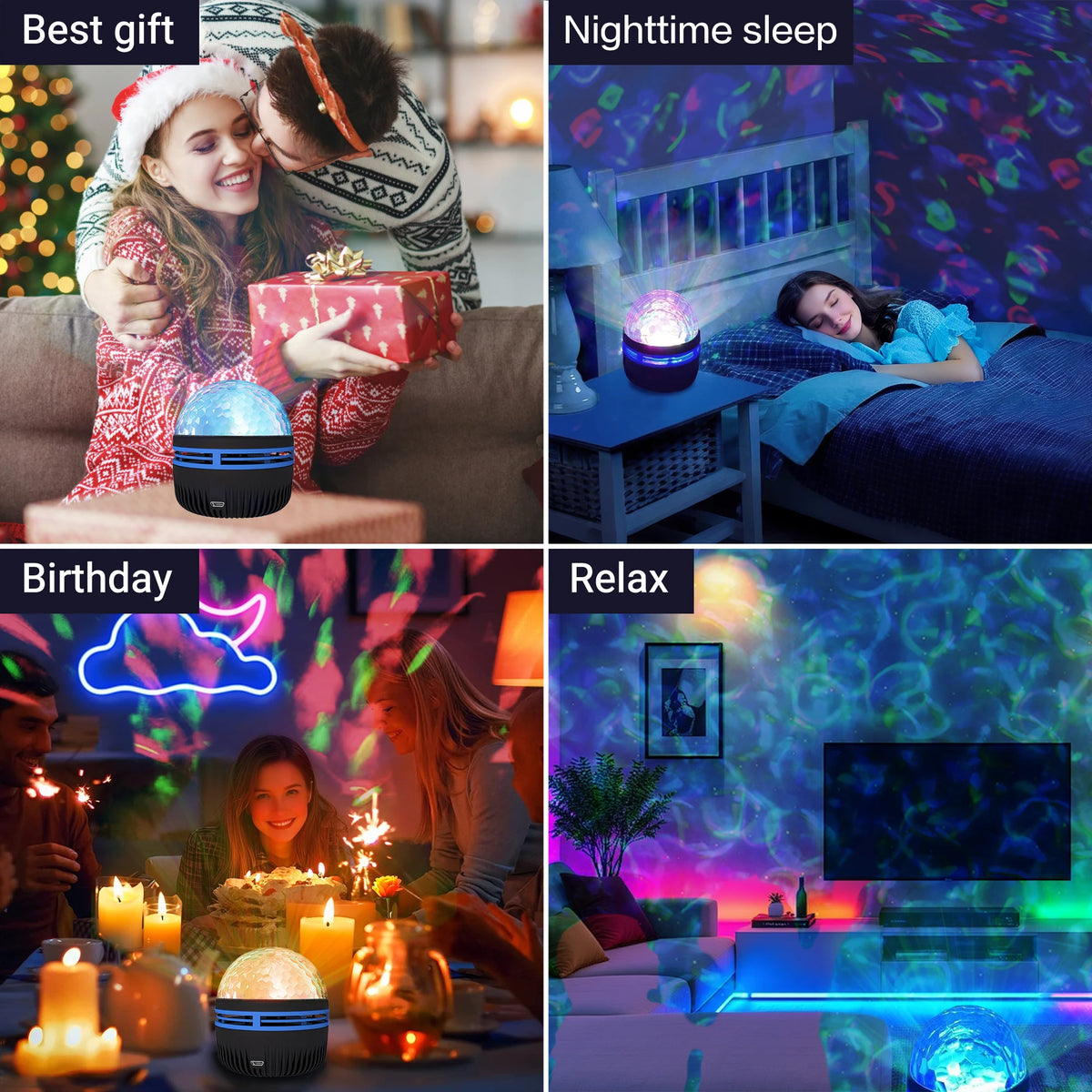 Music Sync Ocean Wave Projector – Sound-Activated RGB Water Ripple Light with Remote
