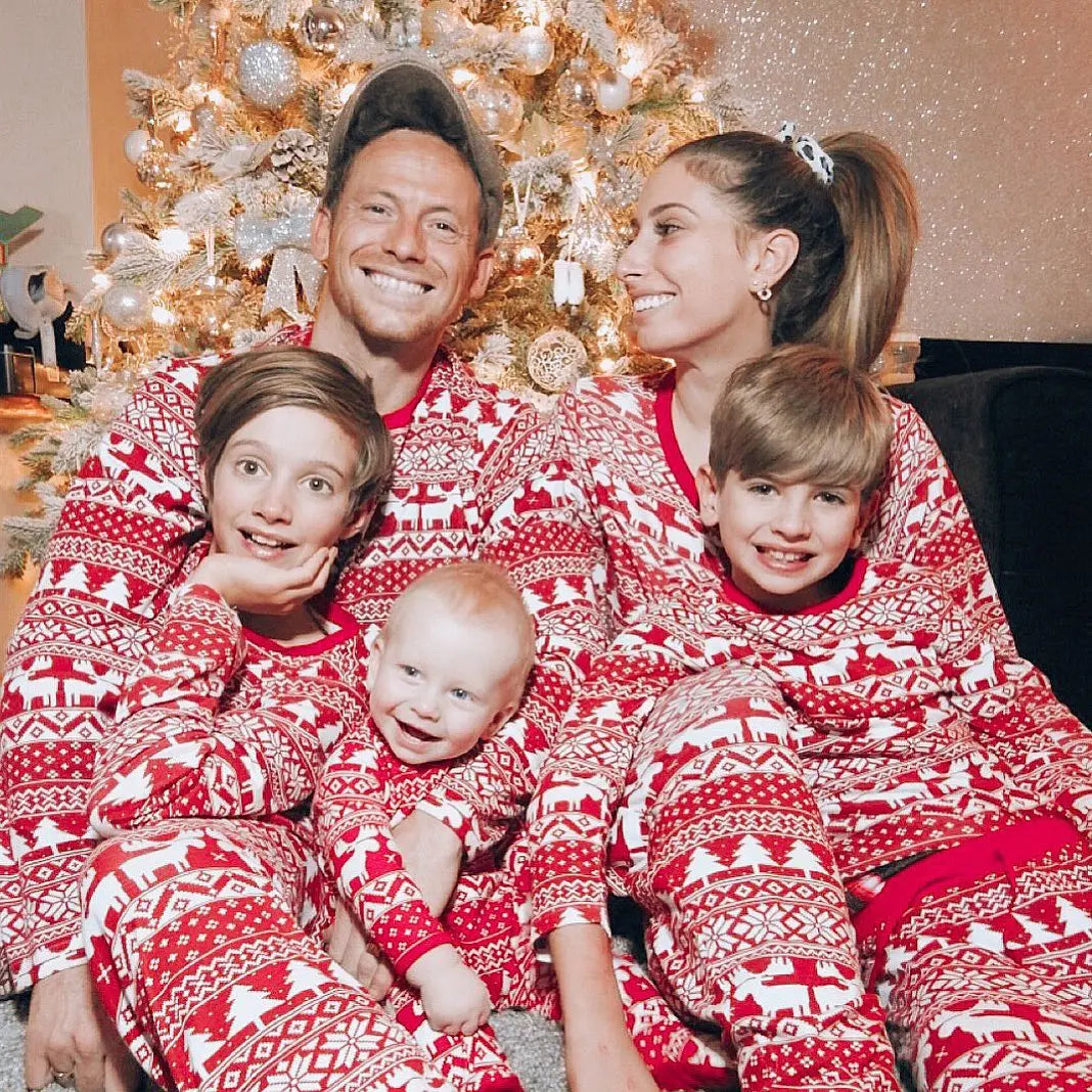 Matching Family Christmas Pajamas – Nordic Reindeer Holiday Set for Dad, Mom, Kids & Baby