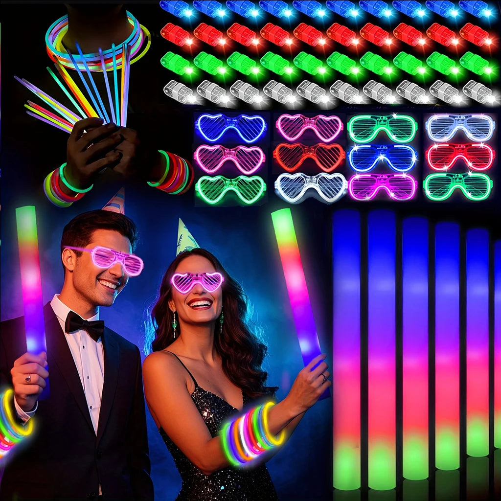 Ultimate Glow Party Kit – 168 Pieces with LED Glasses, Foam Glow Sticks, Finger Lights & Glow Sticks