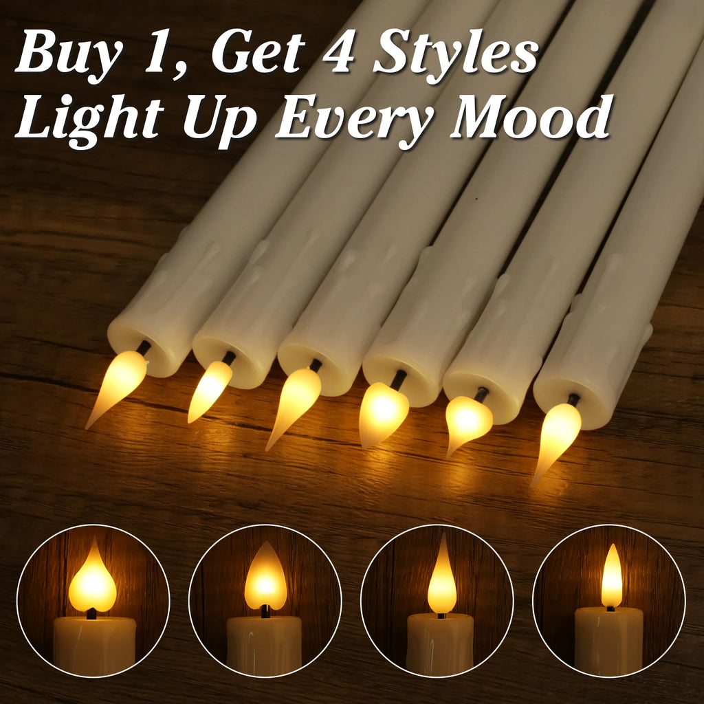 Rechargeable Flameless LED Taper Candles with Remote & Timer – Set of 6