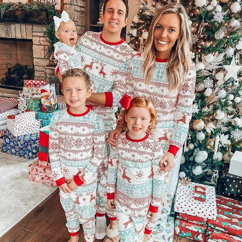 Matching Family Christmas Pajamas – Nordic Reindeer Holiday Set for Dad, Mom, Kids & Baby