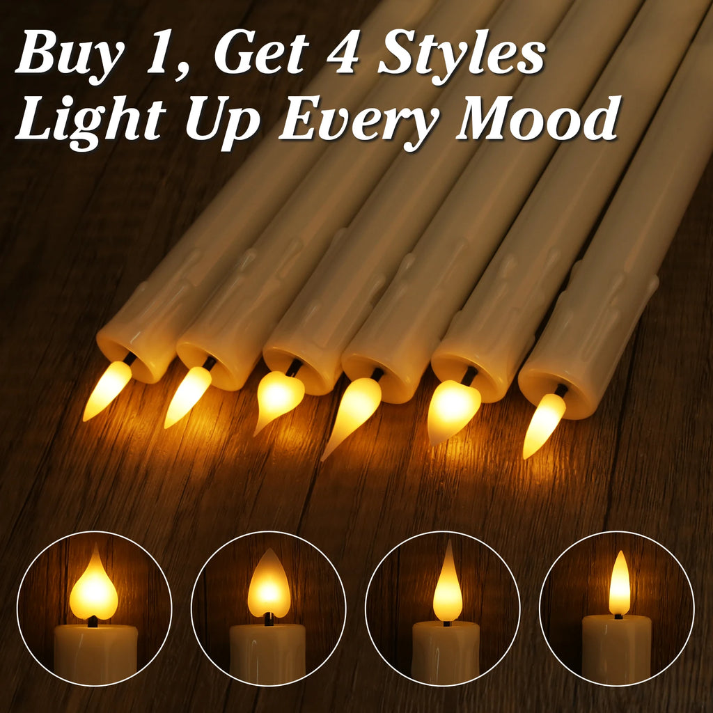 Rechargeable Flameless LED Taper Candles with Remote & Timer – Set of 6