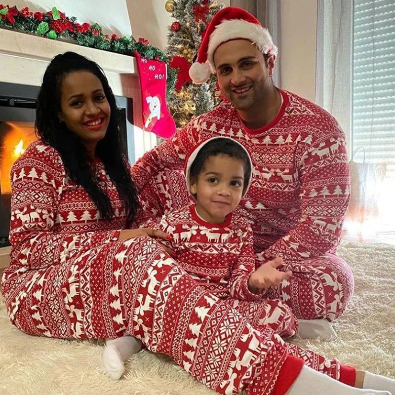 Matching Family Christmas Pajamas – Nordic Reindeer Holiday Set for Dad, Mom, Kids & Baby