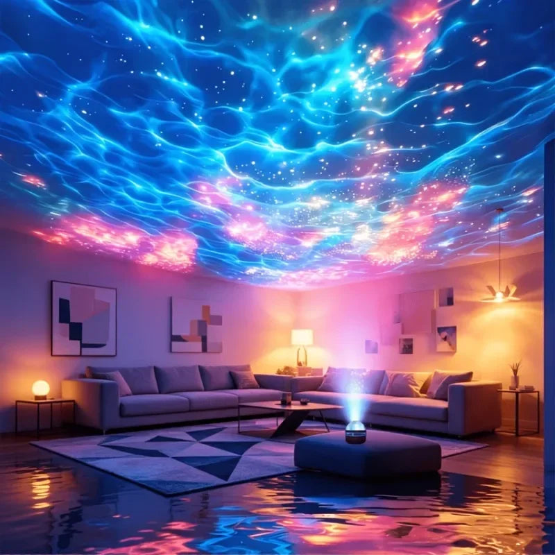 Ocean Wave Projector Night Light – RGB Water Ripple Ceiling Lamp for Bedroom & Parties