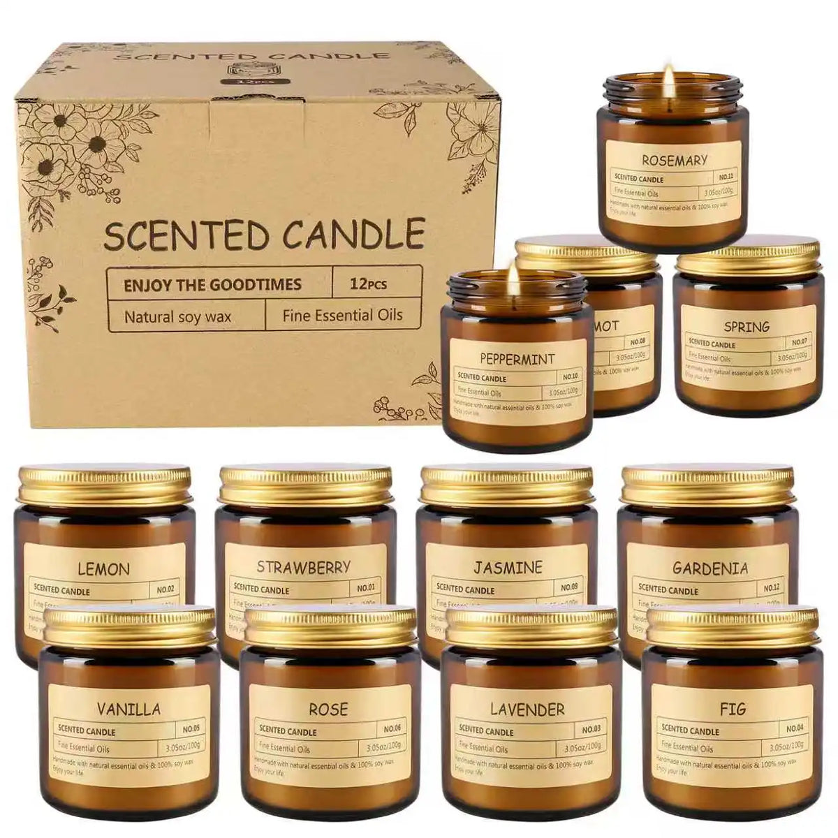 12-Piece Scented Soy Candle Gift Set – Perfect Christmas Gift