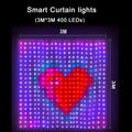 Smart RGB Pixel Curtain Lights Bluetooth APP Control DIY Text Pattern Programmable LED Curtain String Light Music Sync Remote Control Fairy Light Christmas Holiday Wedding Home Window Decor