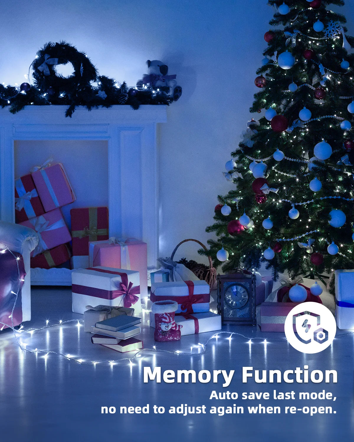 39.4 ft Christmas String Lights – 480 LEDs with 8 Modes, Timer & Memory