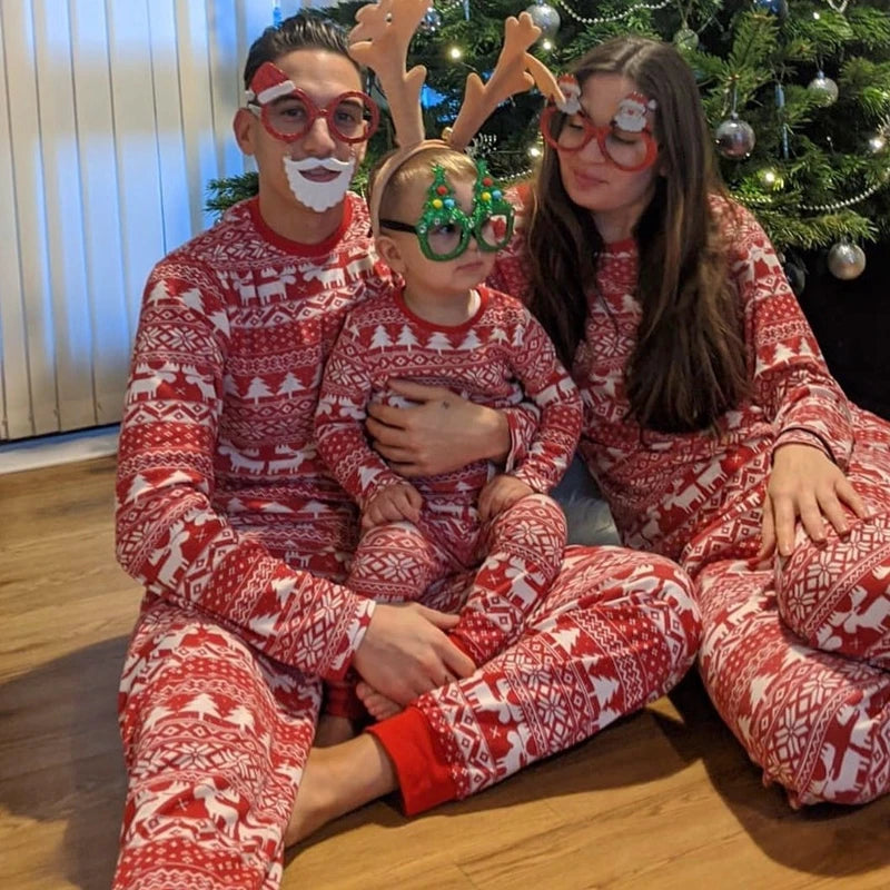Matching Family Christmas Pajamas – Nordic Reindeer Holiday Set for Dad, Mom, Kids & Baby