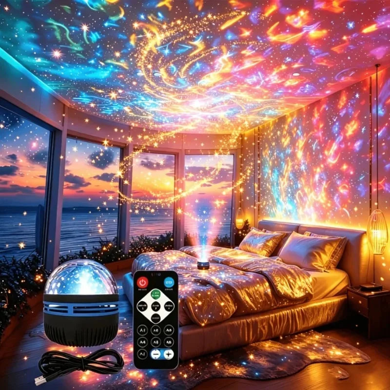 Ocean Wave Projector Night Light – RGB Water Ripple Ceiling Lamp for Bedroom & Parties
