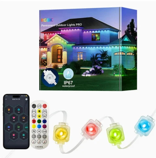 Smart RGB Permanent Outdoor Eave Lights – App & Remote Control, IP67 Waterproof LED Lights