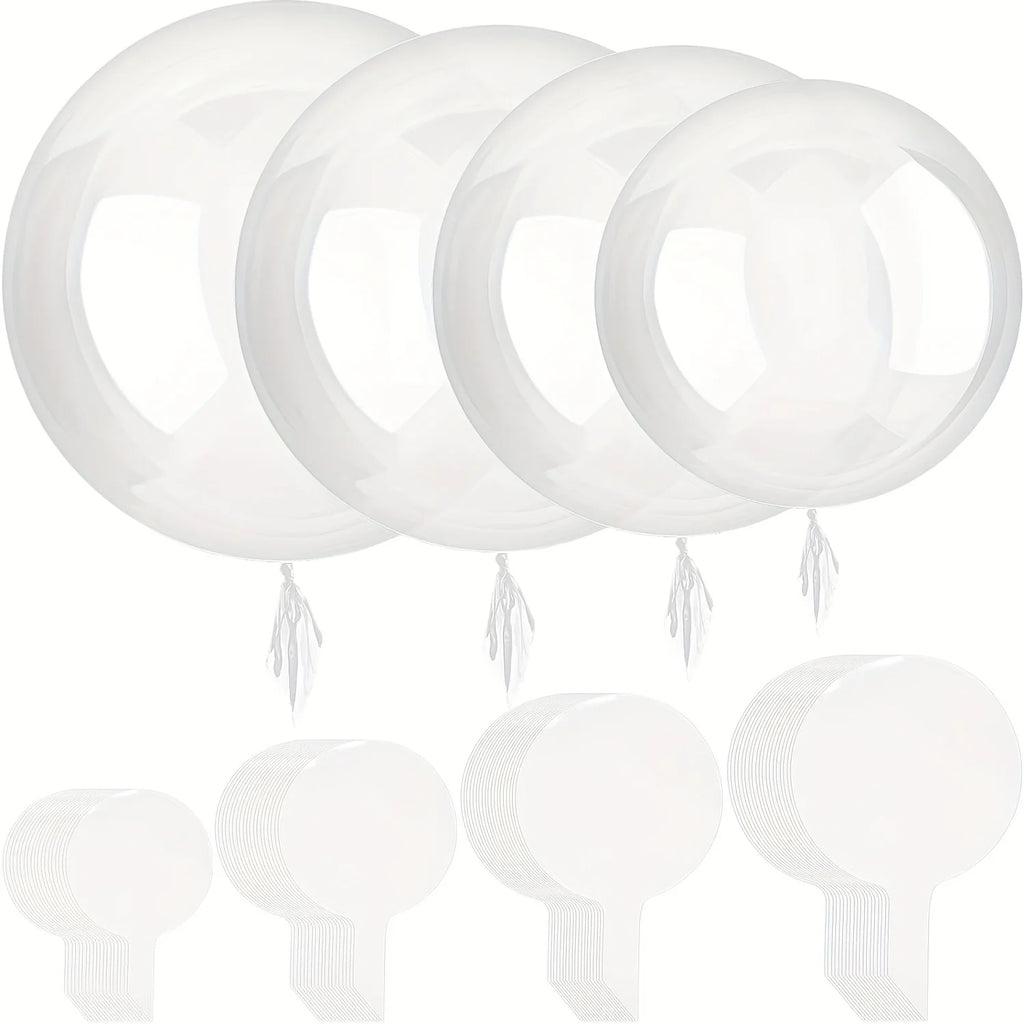 50-Piece Clear Bobo Balloon Kit – Assorted Sizes for Weddings, Birthdays & Parties