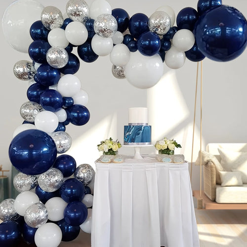 129-Piece Navy Blue & Silver Balloon Garland Arch Kit – New Year's Eve Party Decorations