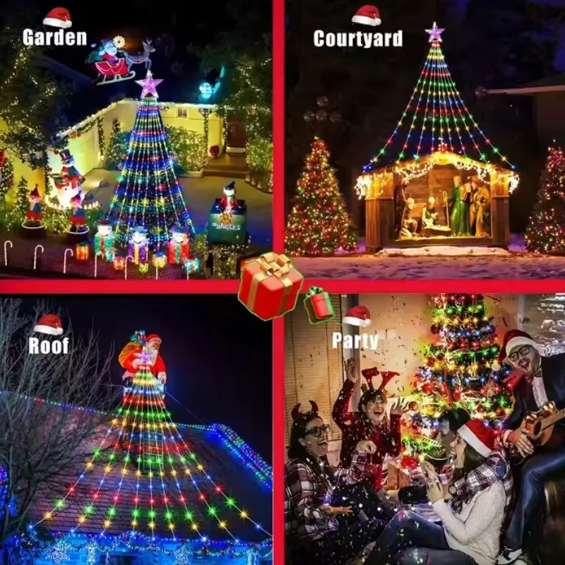 Smart App-Controlled Christmas Tree Lights – RGB Waterfall LED Light Tree, 5.9 ft & 6.9 ft