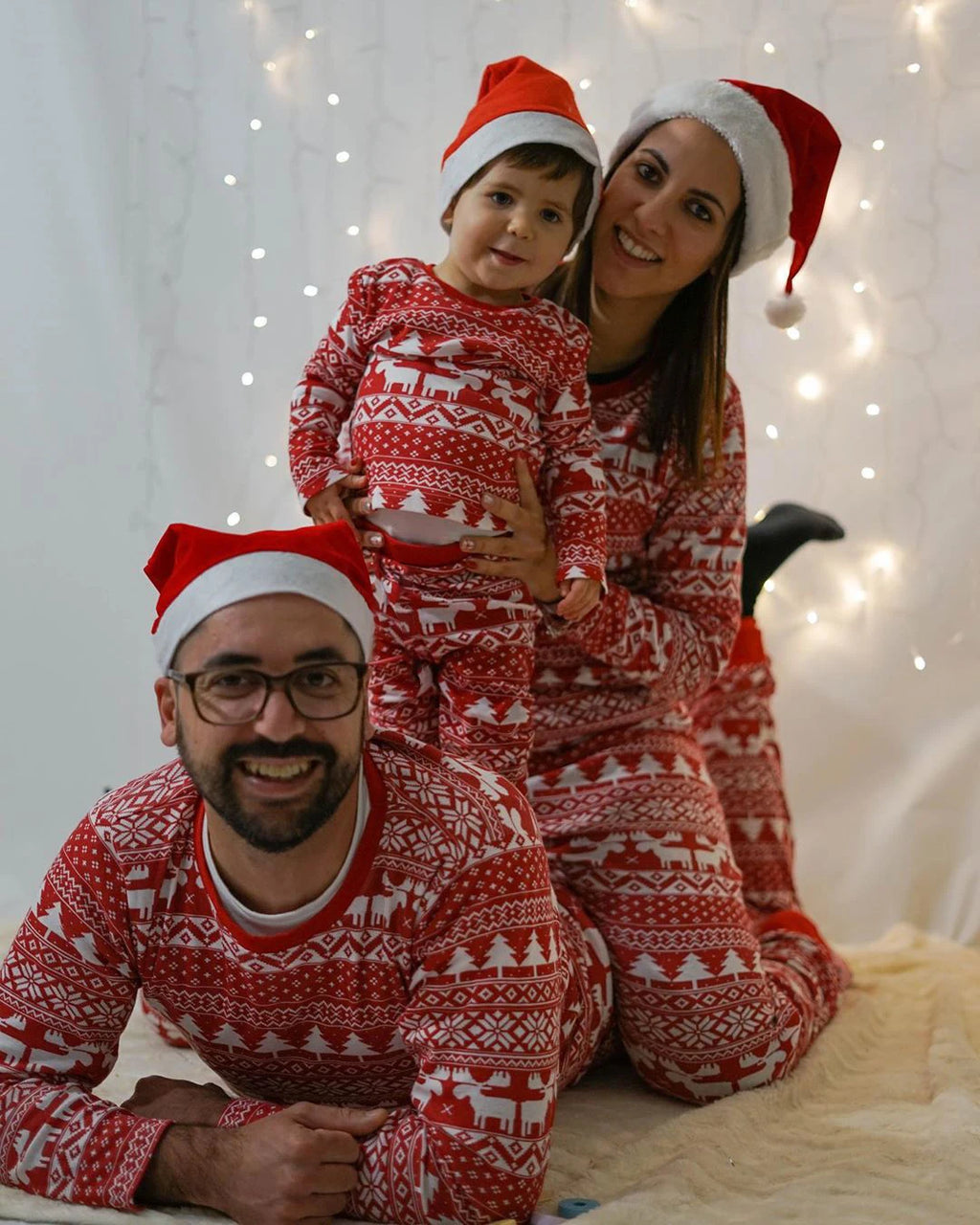 Matching Family Christmas Pajamas – Nordic Reindeer Holiday Set for Dad, Mom, Kids & Baby