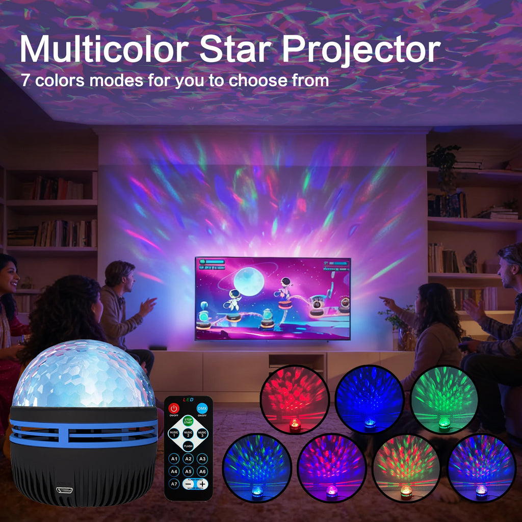 Music Sync Ocean Wave Projector – Sound-Activated RGB Water Ripple Light with Remote