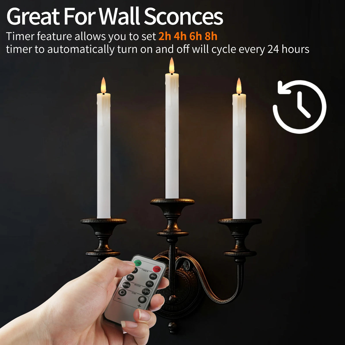 Rechargeable Flameless LED Taper Candles with Remote & Timer – Set of 6