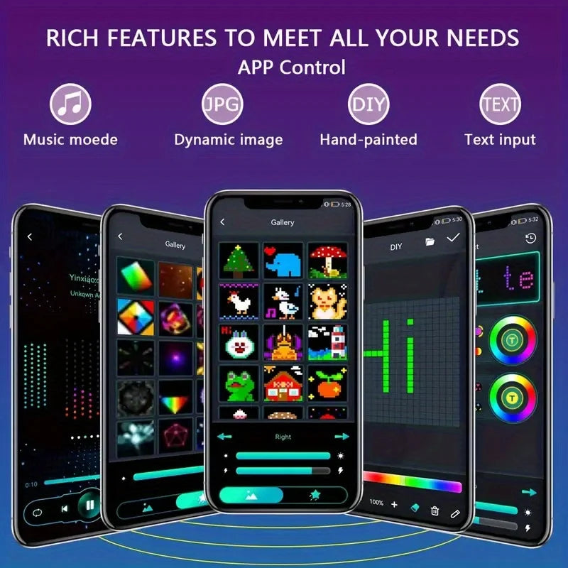 Smart LED Curtain Lights – Programmable RGB Pixel Display with App Control, 3 Sizes