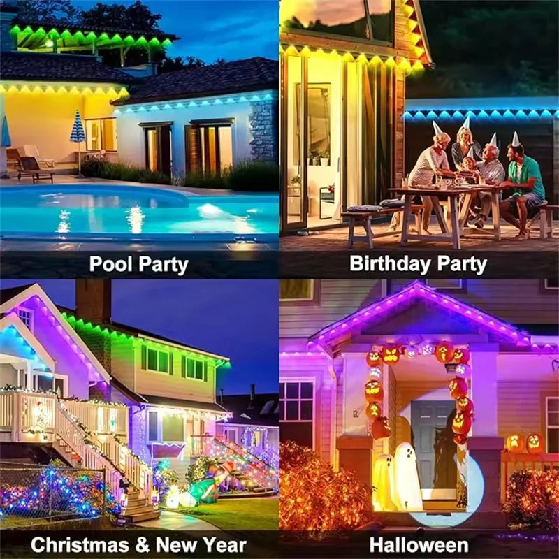Smart RGB Permanent Outdoor Eave Lights – App & Remote Control, IP67 Waterproof LED Lights