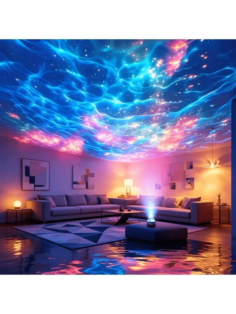 Ocean Wave Projector Night Light – RGB Water Ripple Ceiling Lamp for Bedroom & Parties