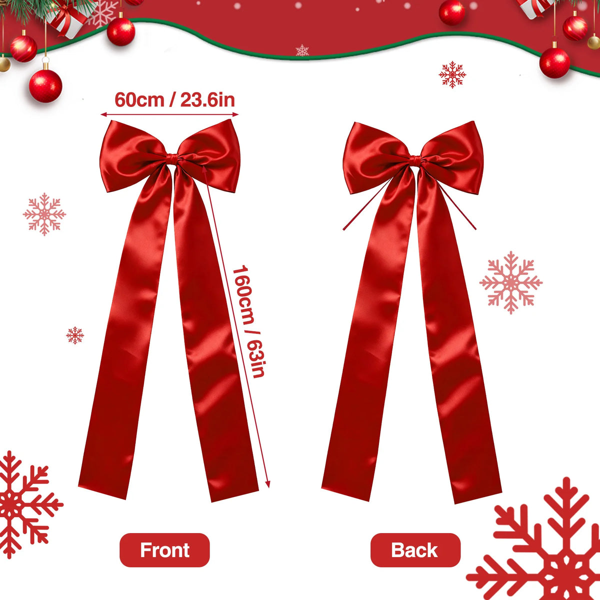 Large Christmas Tree Topper Bow – Classic Ribbon Xmas Decor